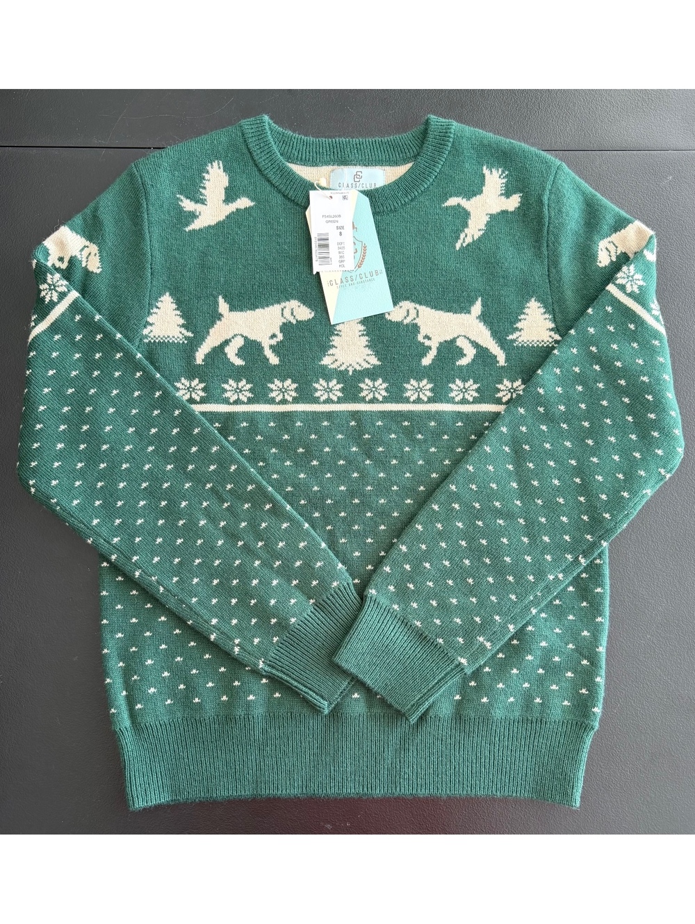 Class Club Green Holiday Sweater Boys Size 8